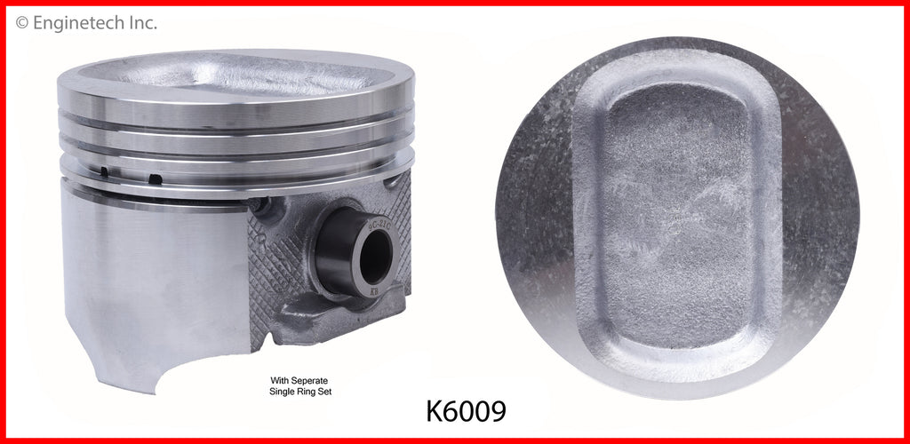 Enginetech K6009(8)060 Engine Piston Kit with Separate Full Ring Stack for Cadillac Chassis & Calais