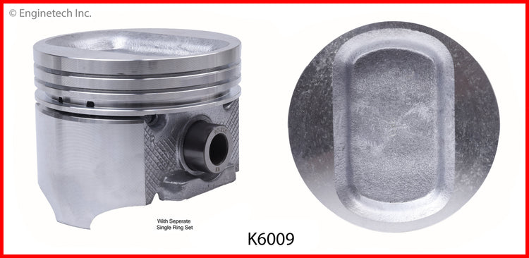 Enginetech K6009(8)030 Engine Piston Kit with Separate Full Ring Stack for Cadillac Chassis and Calais Models