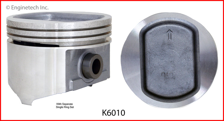 Enginetech K6010(8)030 Engine Piston Kit with Separate Full Ring Stack for Cadillac Eldorado (1970-1973)