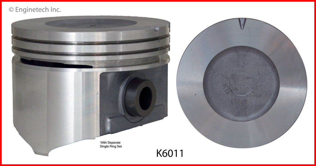 Enginetech K6011(8)040 Engine Piston Kit with Separate Full Ring Stack for Cadillac Models