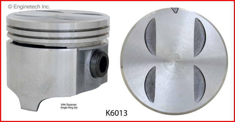 Enginetech K6013(8)060 Engine Piston Kit with Separate Full Ring Stack for Pontiac Vehicles