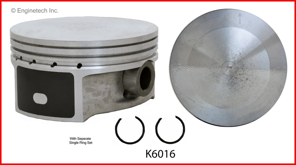 Enginetech K6016(6)P.50 Engine Piston Kit with Separate Full Ring Stack for Cadillac CTS 2003-2004