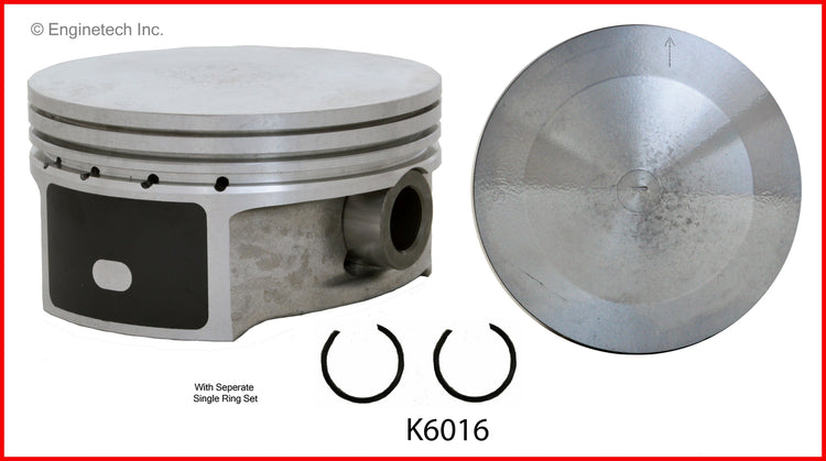 Enginetech K6016(6)PSTD Engine Piston Kit with Separate Full Ring Stack for Cadillac CTS (2003-2004)