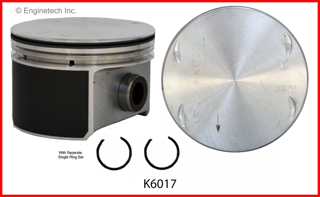 Enginetech K6017(6)P.50 Engine Piston Kit with Separate Full Ring Stack for Chrysler and Dodge Vehicles