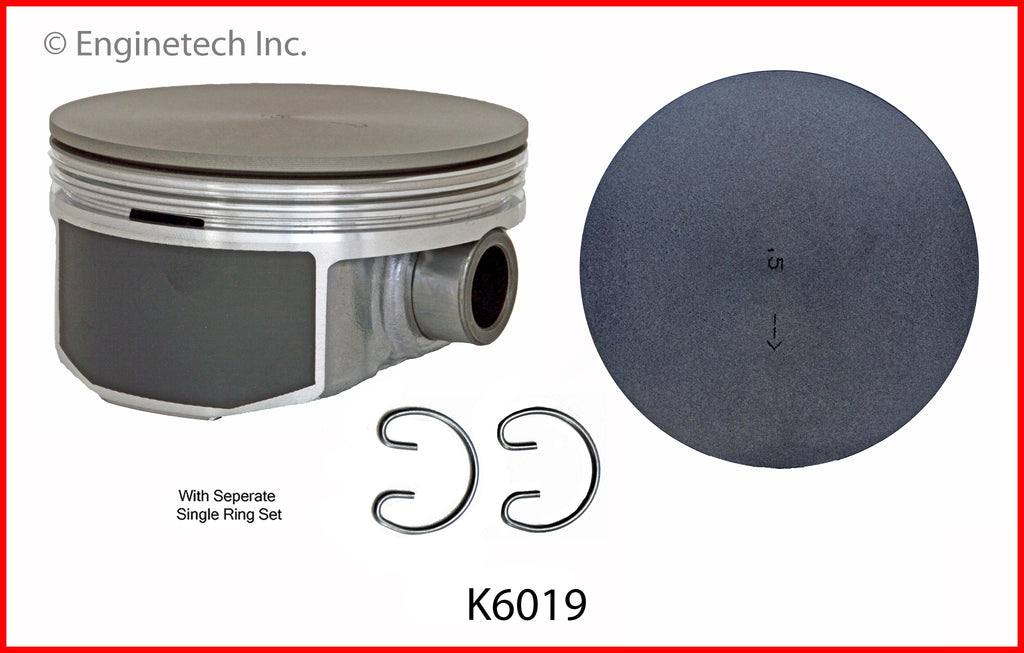 Enginetech K6019(8)PSTD Engine Piston Kit with Full Ring Stack for Chrysler and Dodge Vehicles