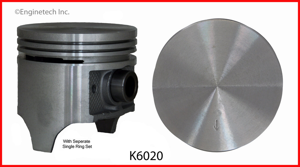 Enginetech K6020(6)040 Engine Piston Kit with Separate Full Ring Stack for Ford P-100 and P-350 (1961-1966)