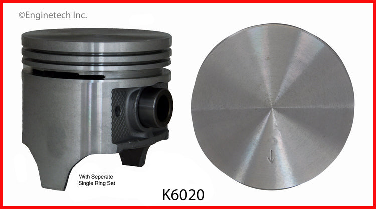 Enginetech K6020(6)040 Engine Piston Kit with Separate Full Ring Stack for Ford P-100 and P-350 (1961-1966)