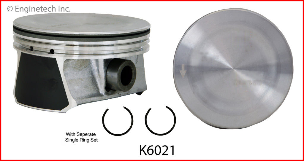 Enginetech K6021(6)P.50 Engine Piston Kit with Full Ring Stack for Dodge and Chrysler Vehicles