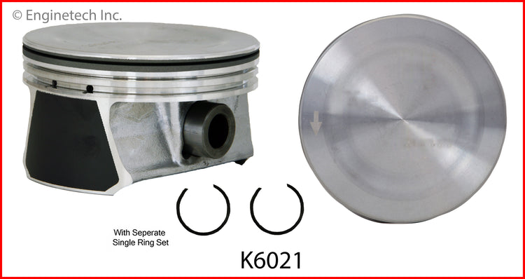 Enginetech K6021(6)P.50 Engine Piston Kit with Full Ring Stack for Dodge and Chrysler Vehicles