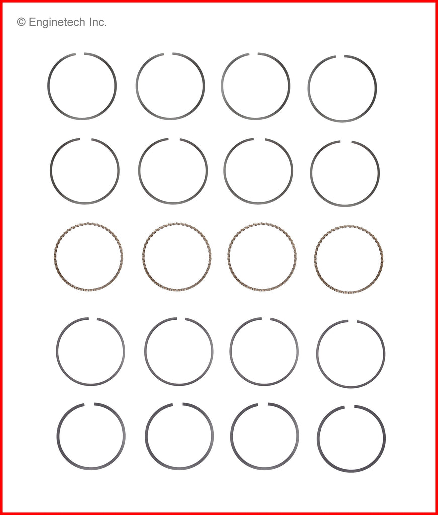 Enginetech M30314-020 Engine Premium Piston Ring Complete Set for Hyundai and Kia Vehicles