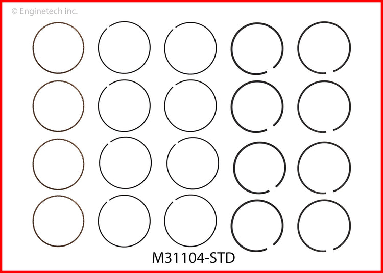 Enginetech M31104-STD Engine Premium Piston Ring Set for Ford Vehicles