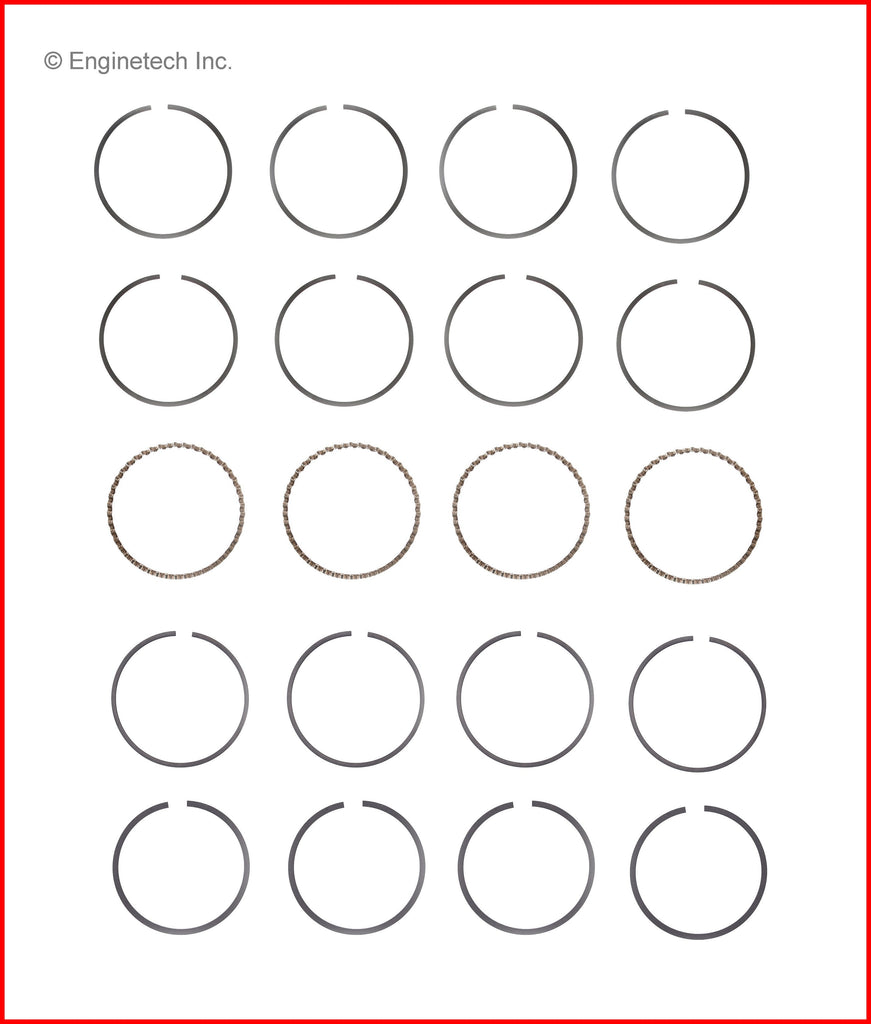Enginetech M34254-STD Engine Premium Piston Ring Complete Set for Honda and Acura Models
