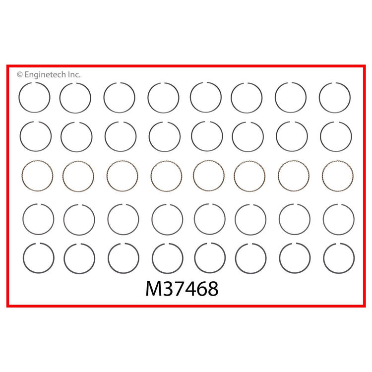 Enginetech M37468-STD Engine Premium Piston Ring Complete Set for Chevrolet C1500 and C2500 (1993-1999)