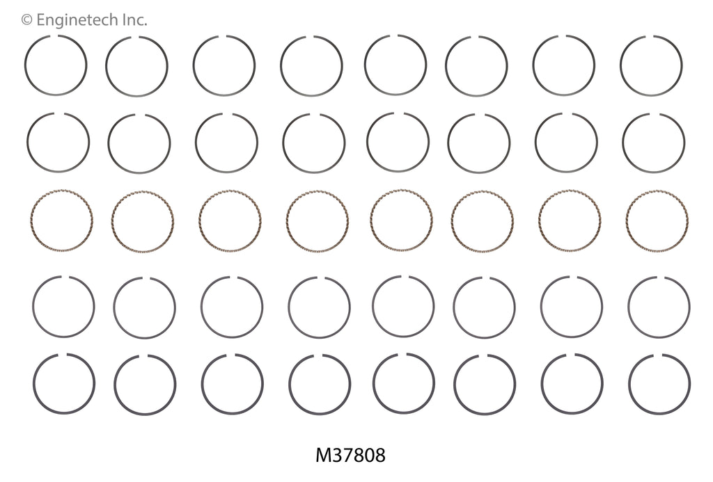 Enginetech M37808-STD Engine Premium Piston Ring Set for Chevrolet Silverado and GMC Yukon