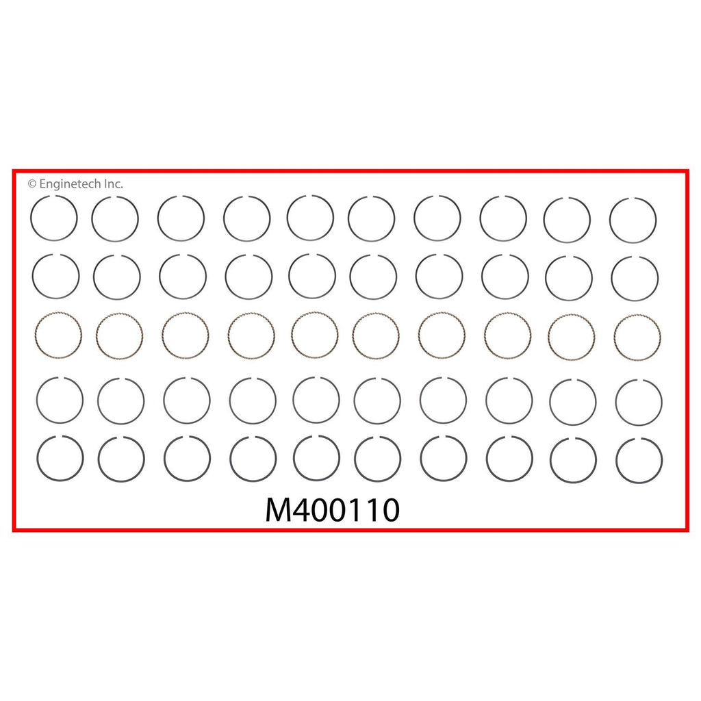 Enginetech M400110-030 Engine Premium Piston Ring Complete Set for Dodge Ram 2500 (1994-2003)
