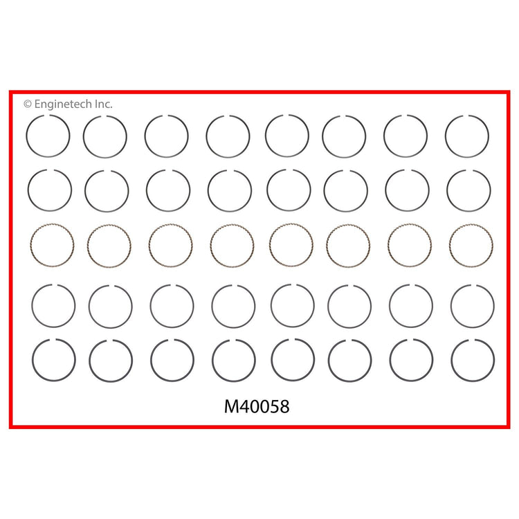 Enginetech M40058-STD Engine Premium Piston Ring Complete Set for Domestic and Import Engines