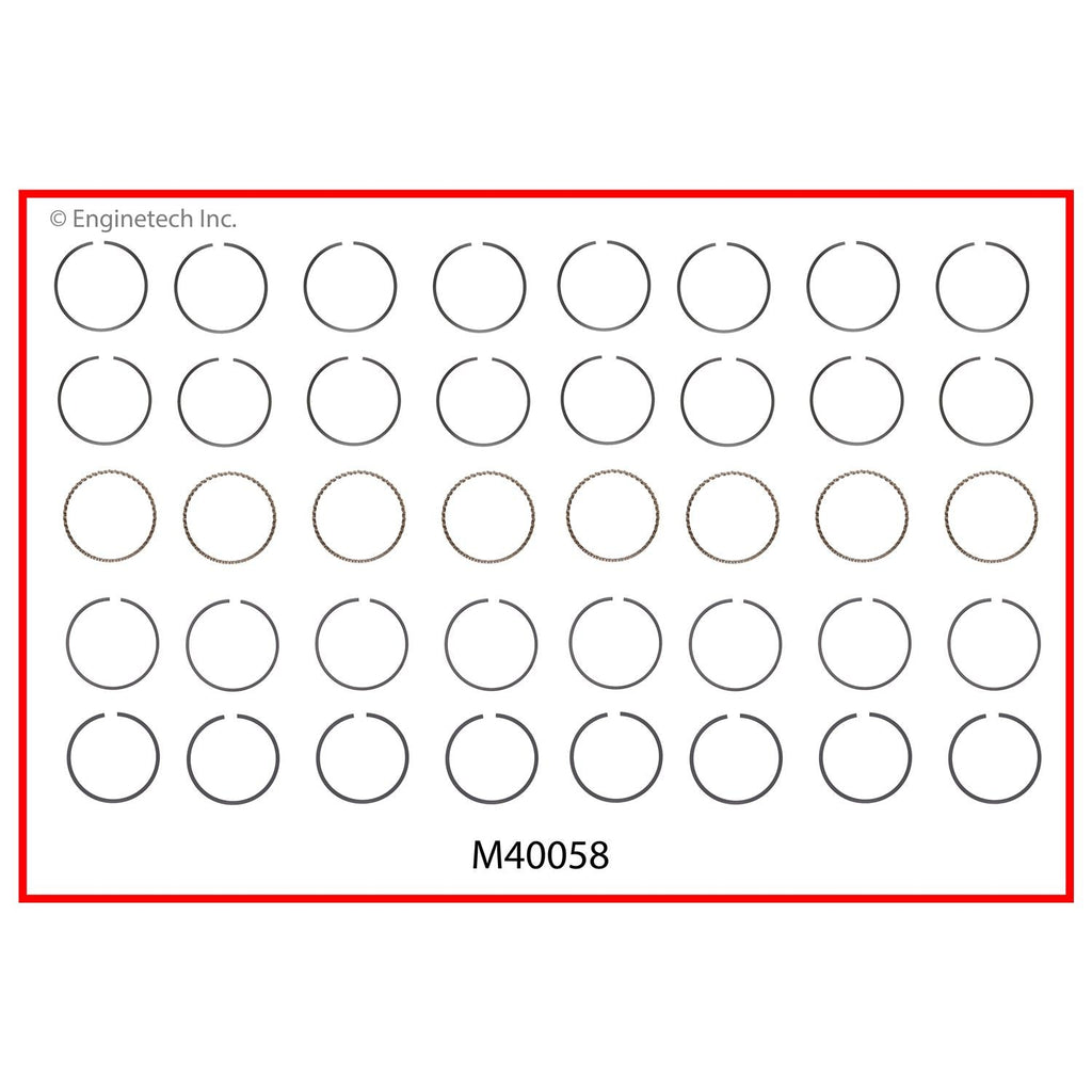 Enginetech M40058-030 Engine Premium Piston Ring Complete Set for Domestic and Import Engines