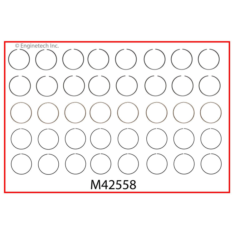 Enginetech M42558-040 Engine Premium Piston Ring Complete Set for Domestic and Import Engines