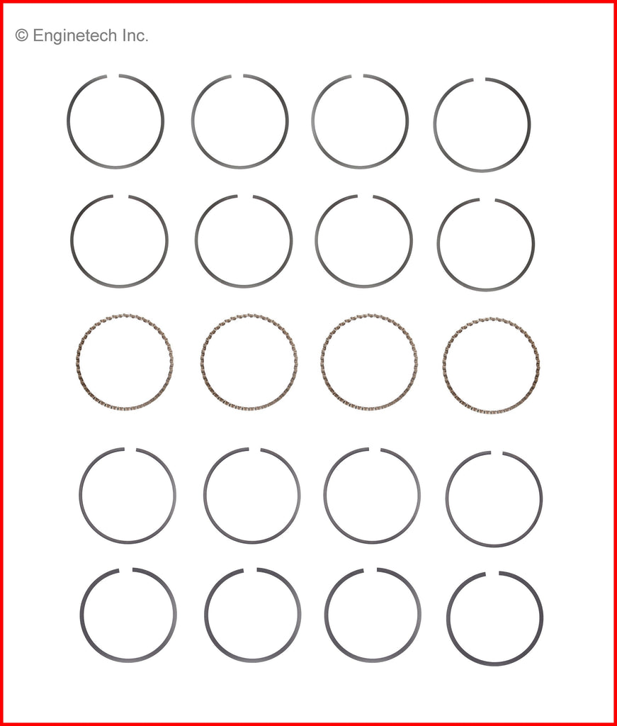 Enginetech M87004-STD Engine Premium Piston Ring Complete Set for Honda and Acura