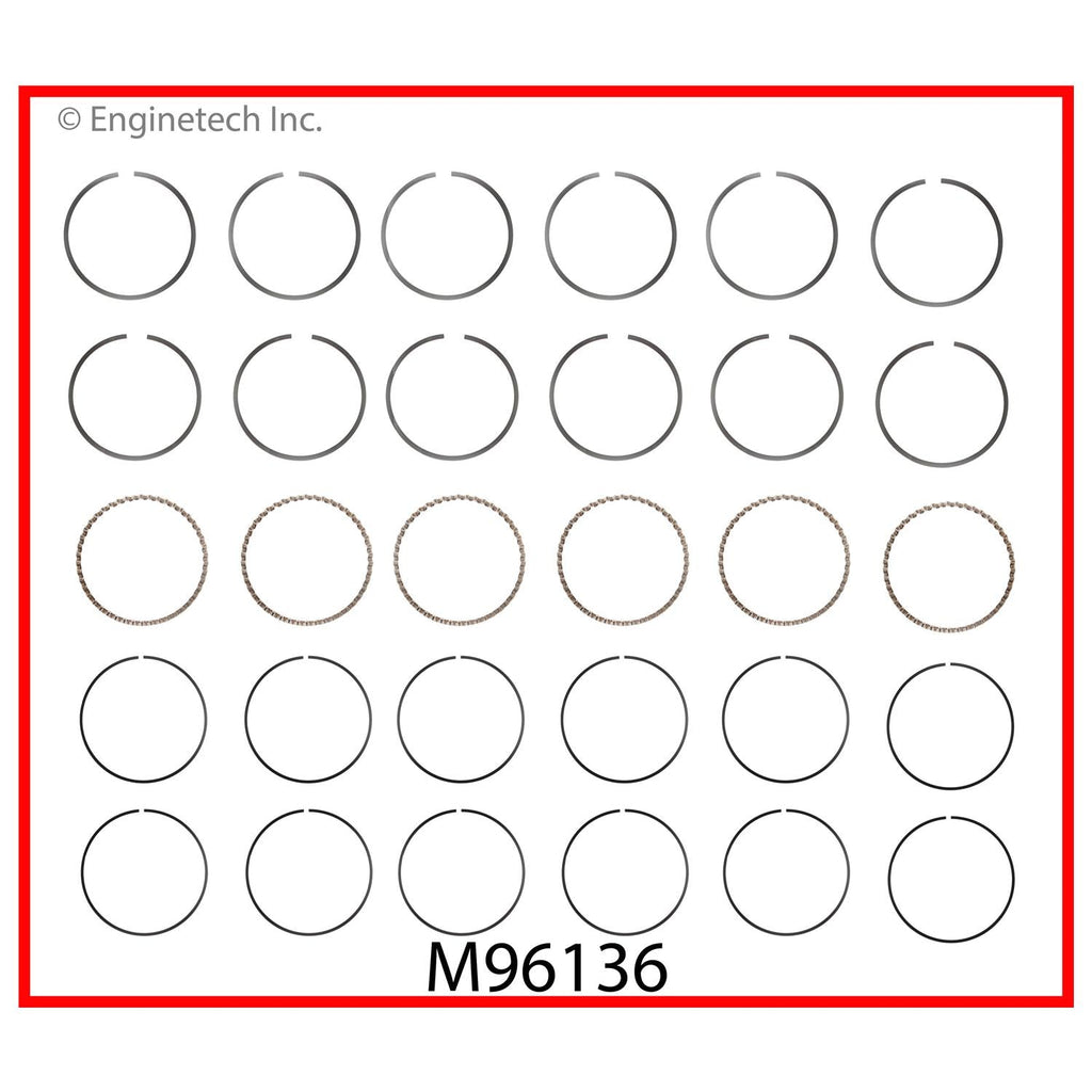 Enginetech M96136-.75 Engine Premium Piston Ring Complete Set for Buick Vehicles