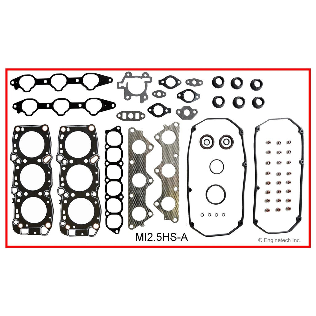 Enginetech Engine Cylinder Head Gasket Set for Mitsubishi Cars and Trucks with Head Bolts (Part Number: MI2.5HS-AWB)