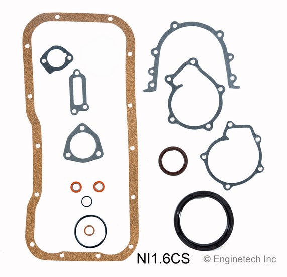 Enginetech NI1.6CS Engine Lower End Gasket Set for Nissan 200SX, Pulsar NX, and Sentra
