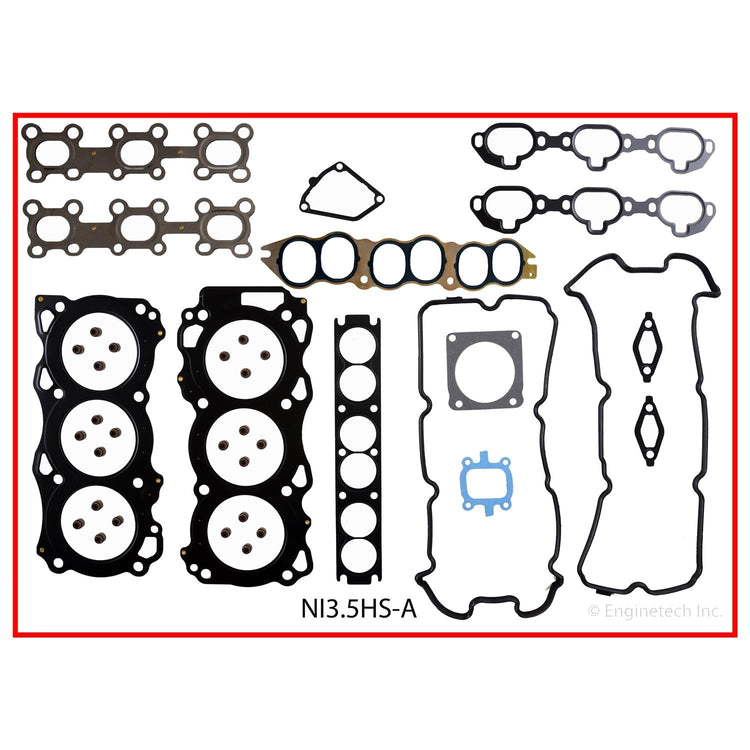 Enginetech Engine Cylinder Head Gasket Set for Nissan and Infiniti Vehicles with Head Bolts (Part Number: NI3.5HS-AWB)