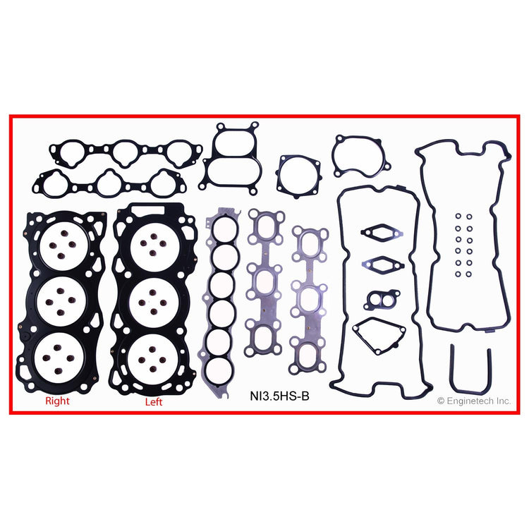 Enginetech NI3.5HS-BWB Engine Cylinder Head Gasket Set for Nissan Vehicles with Head Bolts