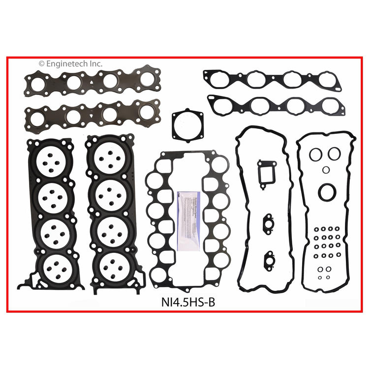 Enginetech NI4.5HS-BWB Engine Cylinder Head Gasket Set for Nissan Cars and Trucks with Head Bolts