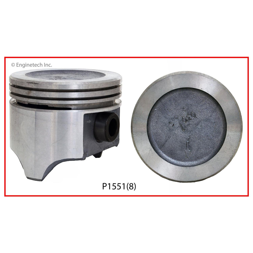 Enginetech P1551(8)030 Engine Piston Set Without Rings for Buick Electra, LeSabre, and Estate Wagon (1981-1984)