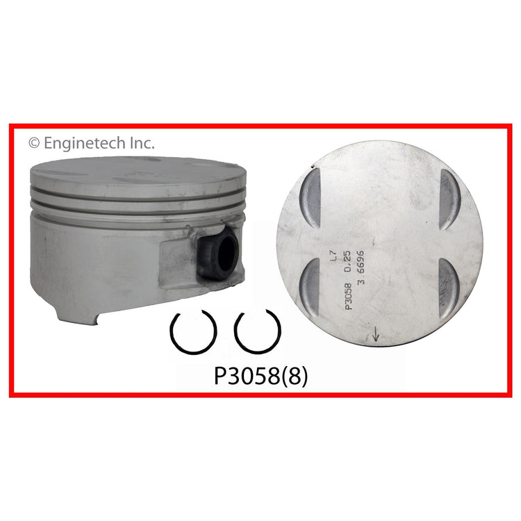 Enginetech P3058(1)STD Engine Single Piston Without Rings for Cadillac Models