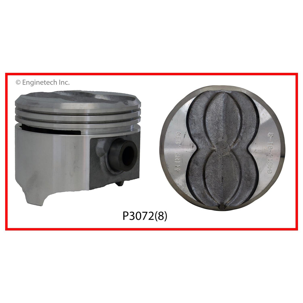 Enginetech P3072(8)030 Engine Piston Set Without Rings for Pontiac Models