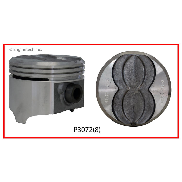 Enginetech P3072(8)060 Engine Piston Set Without Rings for Pontiac 4.12in Bore