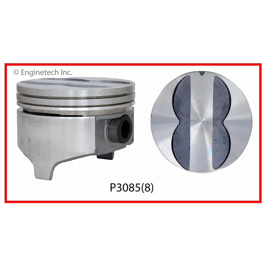 Enginetech P3085(8)040 Engine Piston Set Without Rings for Pontiac 1970-1974 Models
