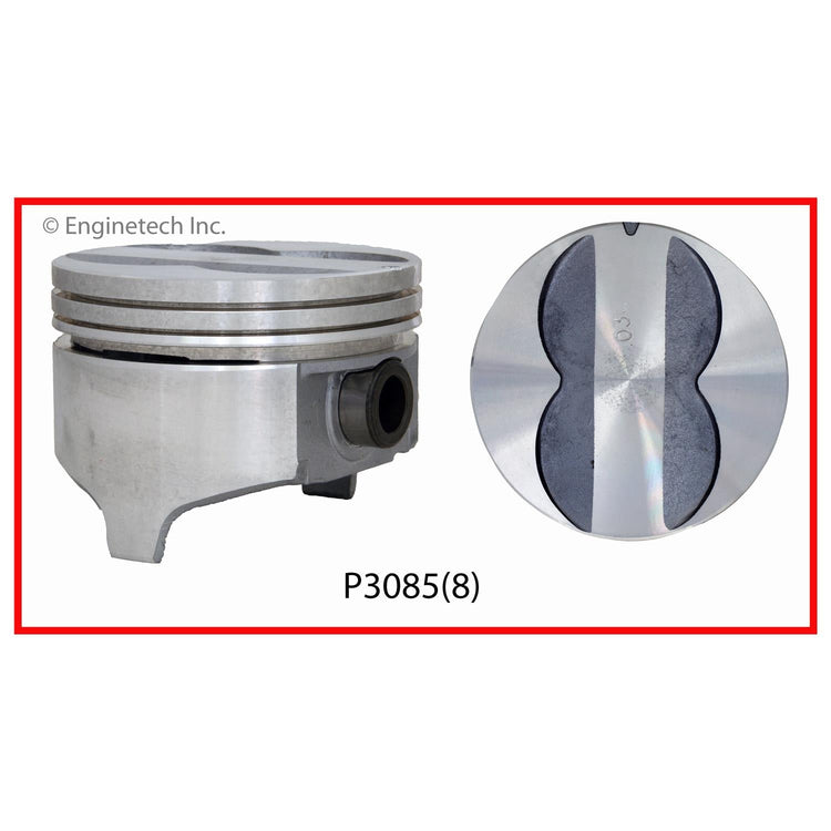 Enginetech P3085(8)040 Engine Piston Set Without Rings for Pontiac 1970-1974 Models