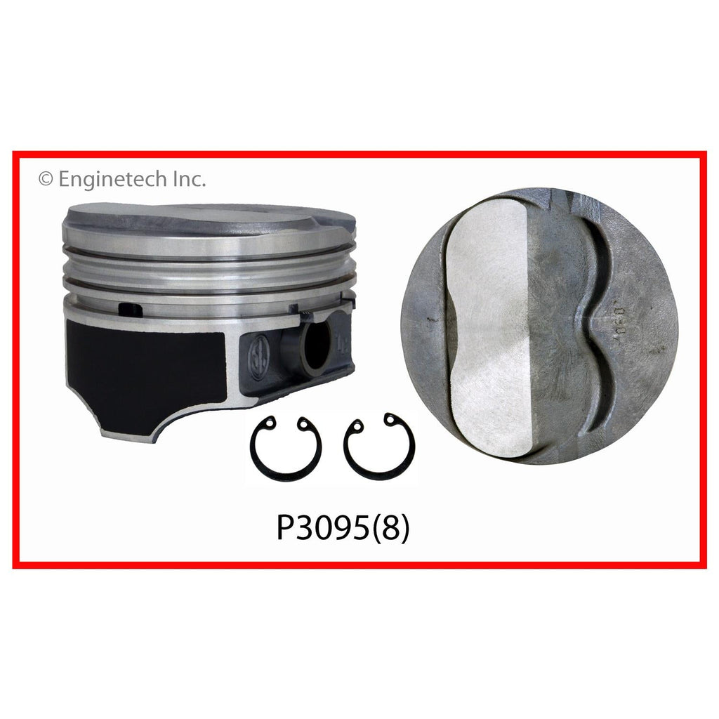 Enginetech P3095(8)030 Engine Piston Set Without Rings for GMC and Chevrolet C1500 Models