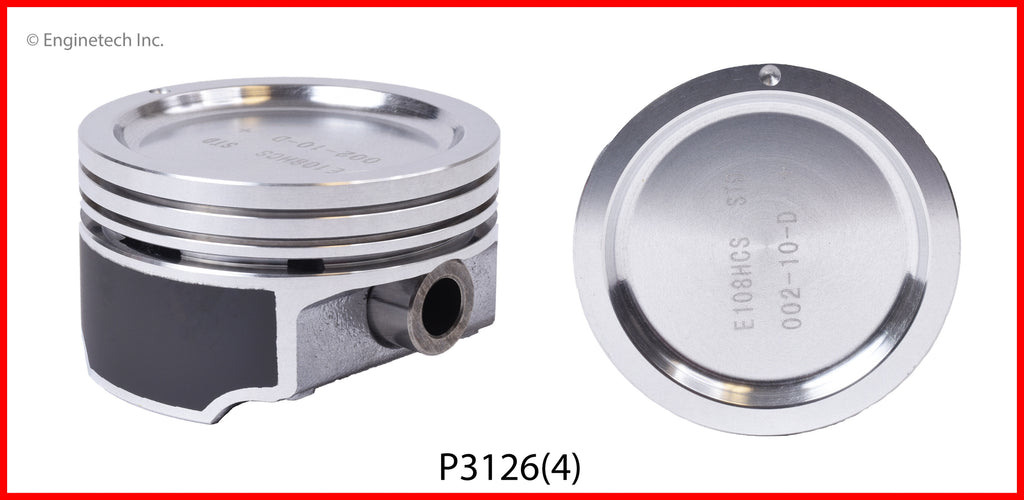 Enginetech P3126(4)STD Engine Piston Set Without Rings for Buick Century and Chevrolet Beretta