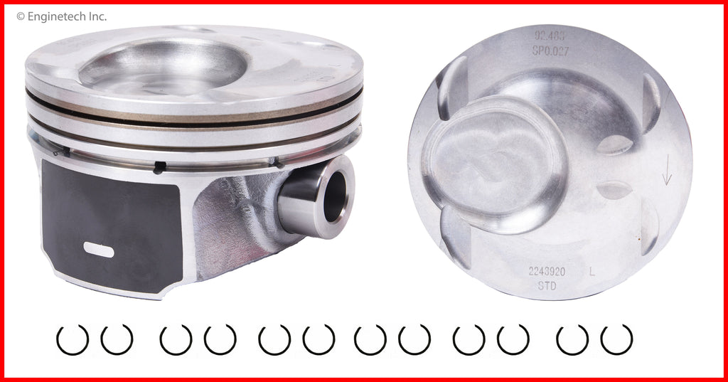 Enginetech P3520(6)STD Engine Piston Set Without Rings for Ford and Lincoln Models