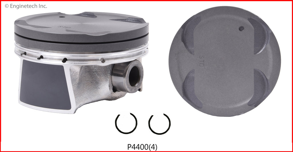 Enginetech P4400(4)STD Engine Piston Set Without Rings for Hyundai and Kia Models