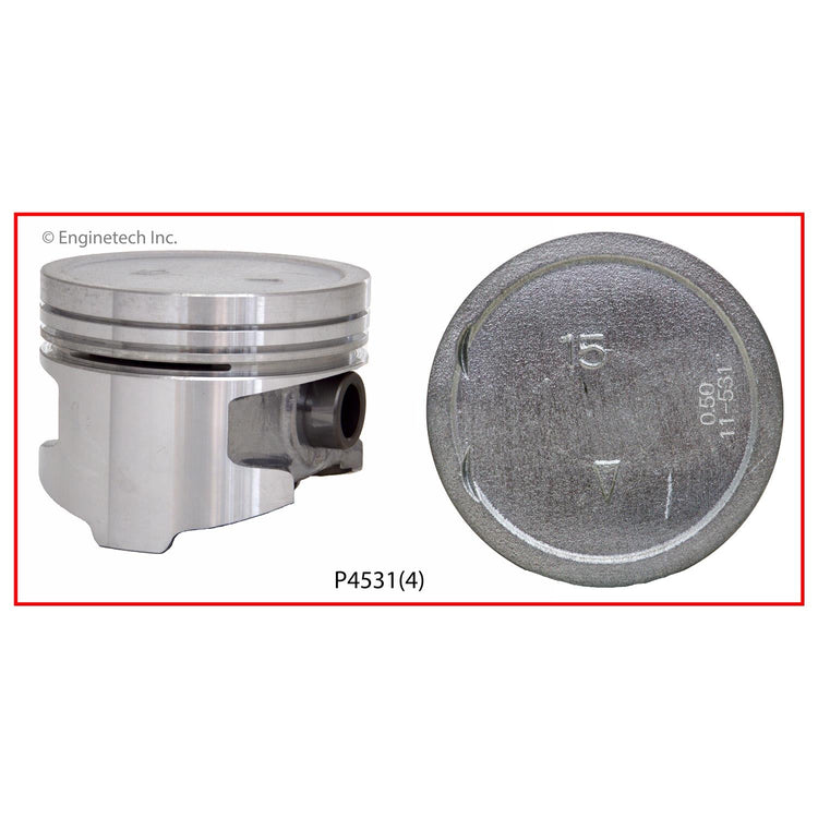 Enginetech P4531(4)STD Engine Piston Set Without Rings for Dodge, Plymouth, and Mitsubishi Models