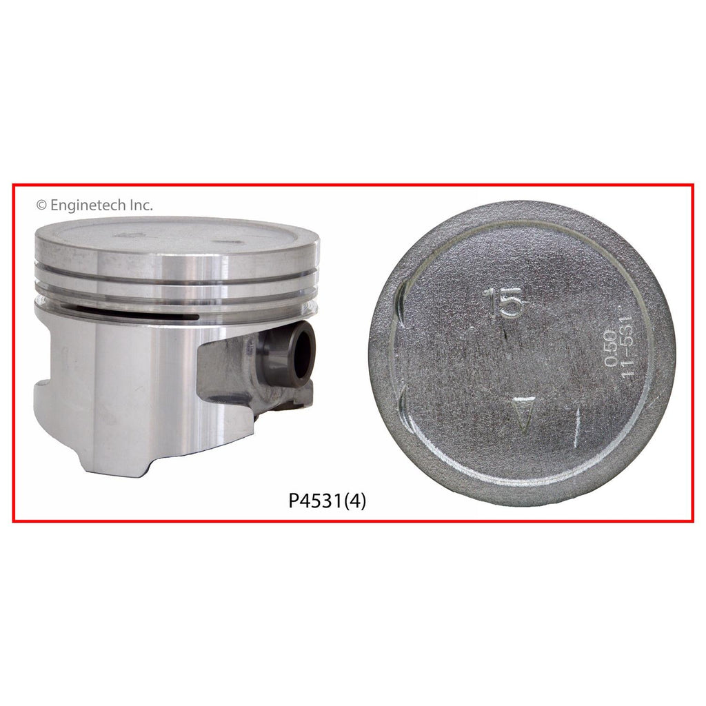 Enginetech P4531(4).50 Engine Piston Set Without Rings for Dodge, Plymouth, and Mitsubishi Models