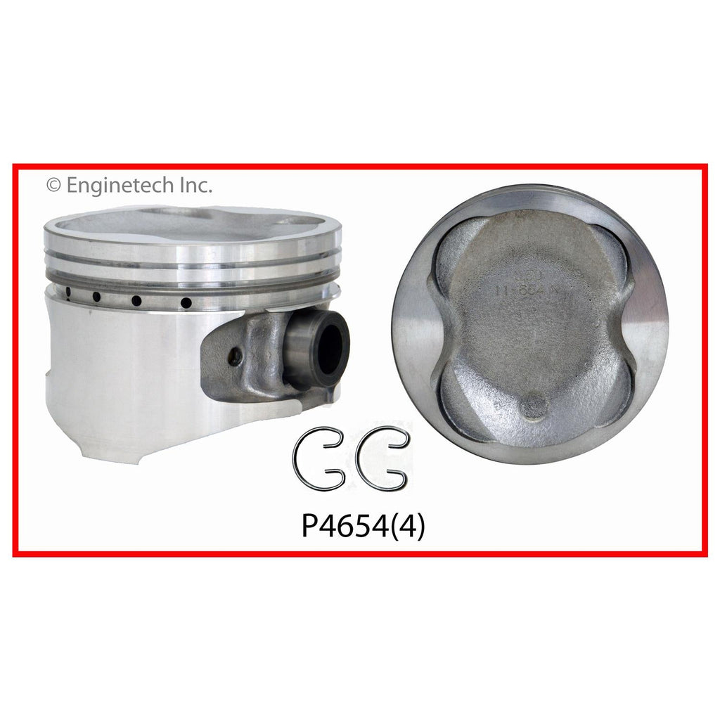 Enginetech P4654(4)STD Engine Piston Set Without Rings for Toyota Camry & Celica