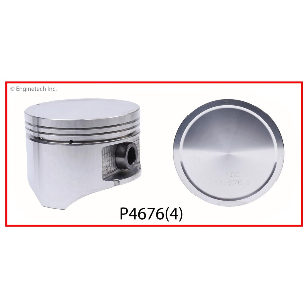 Enginetech P4676(4).50 Engine Piston Set Without Rings for Nissan D21 and Pickup Models