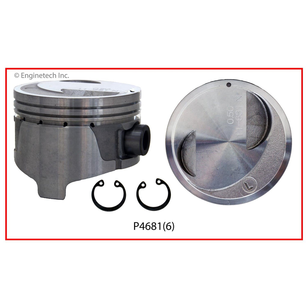 Enginetech P4681(6).50 Engine Piston Set Without Rings for Mercury and Nissan Vehicles