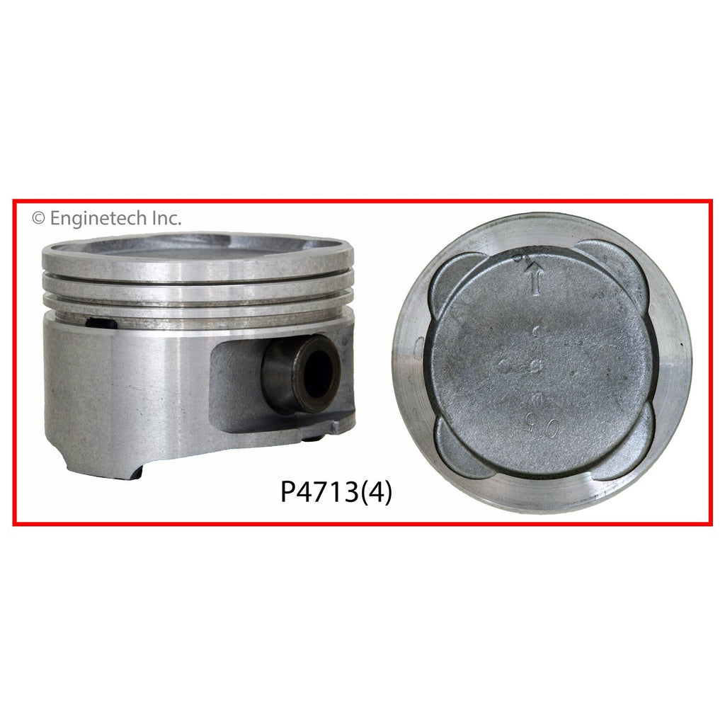 Enginetech P4713(4)STD Engine Piston Set Without Rings for Toyota Vehicles