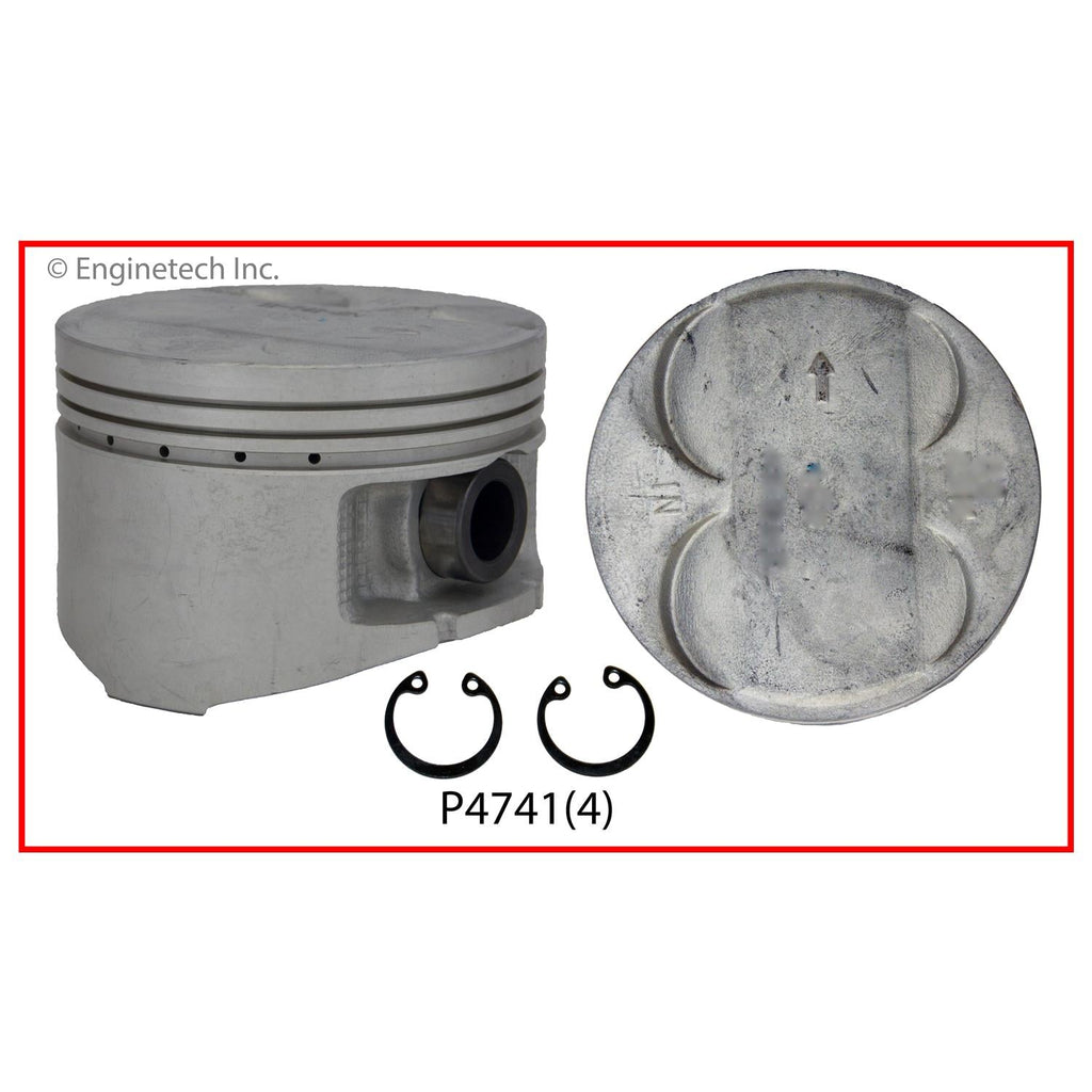 Enginetech P4741(4)STD Engine Piston Set Without Rings for Honda Prelude (1997-2001)