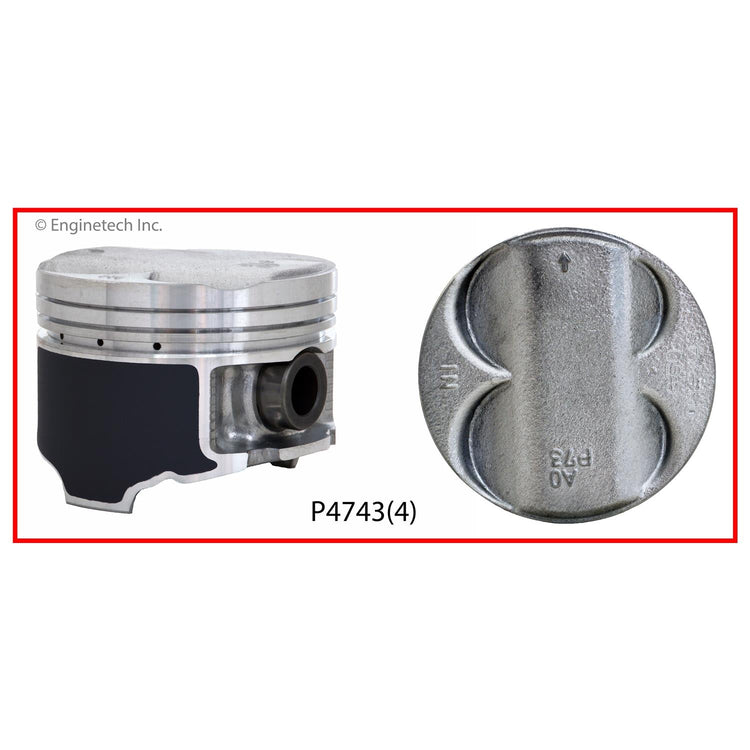 Enginetech P4743(4)STD Engine Piston Set Without Rings for Acura Integra (1997-2001)