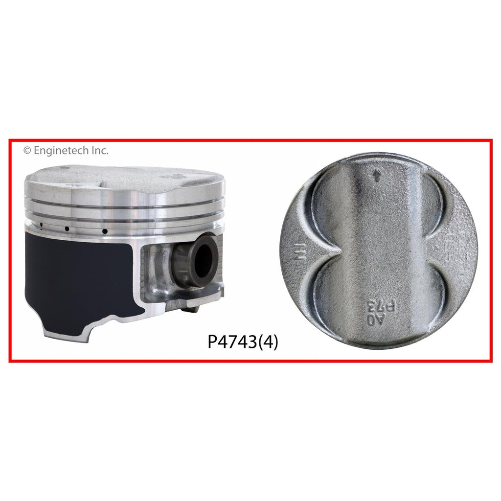 Enginetech P4743(4).50 Engine Piston Set Without Rings for Acura Integra (1997-2001)