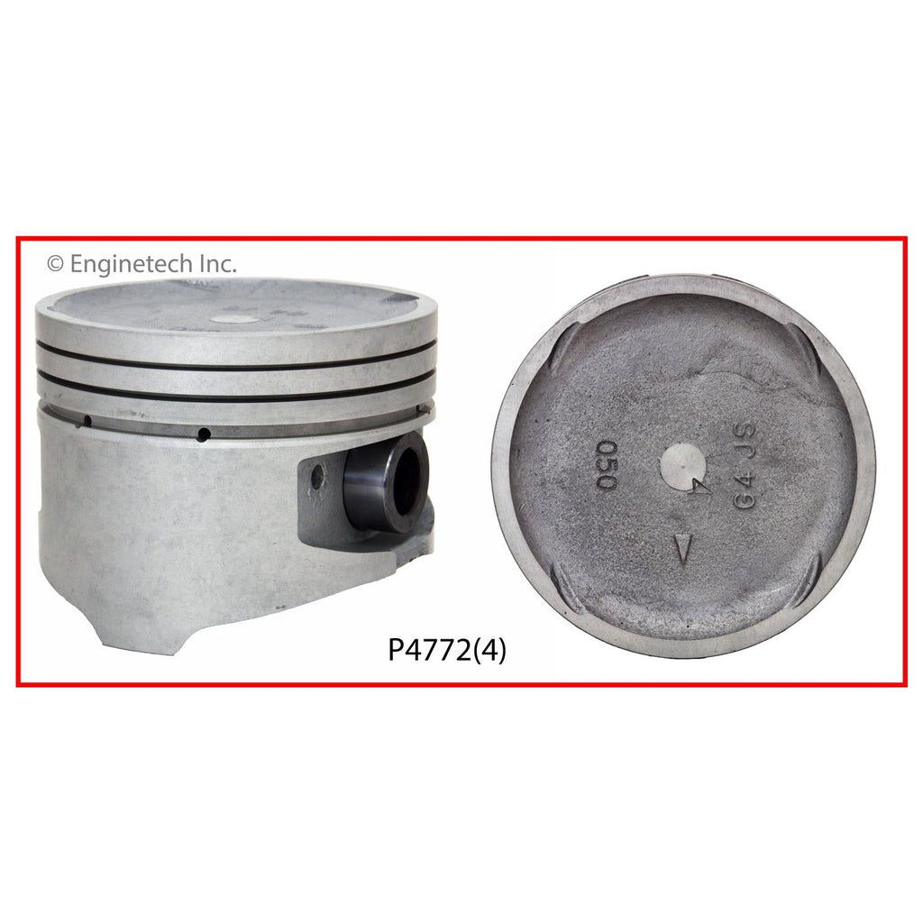 Enginetech P4772(4)STD Engine Piston Set Without Rings for Hyundai and Kia Vehicles