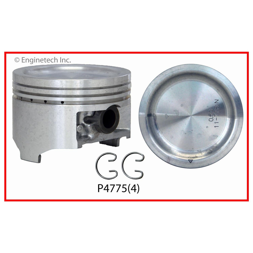 Enginetech P4775(4).50 Engine Piston Set Without Rings for Suzuki and Chevrolet Vehicles